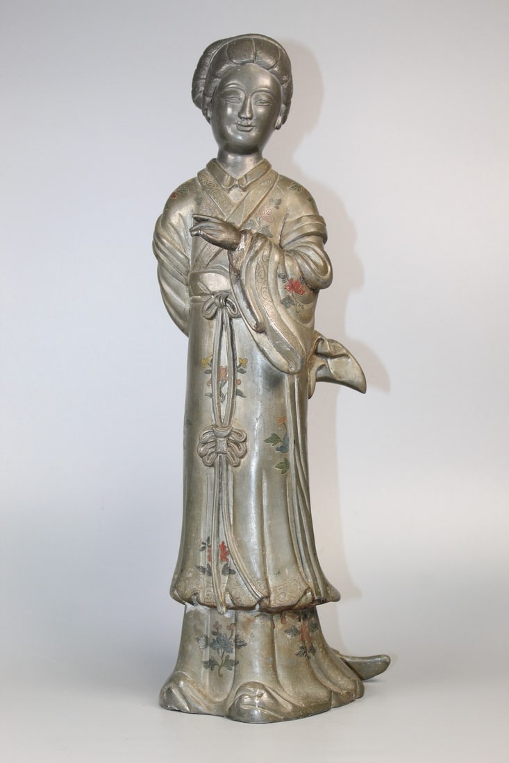 Chinese Pewter Meiren Figure (1 of 9)