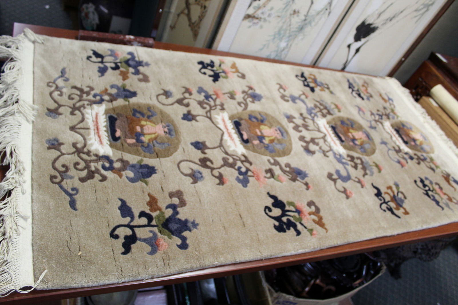 Chinese Rug: Chinese Rug. 54x27".