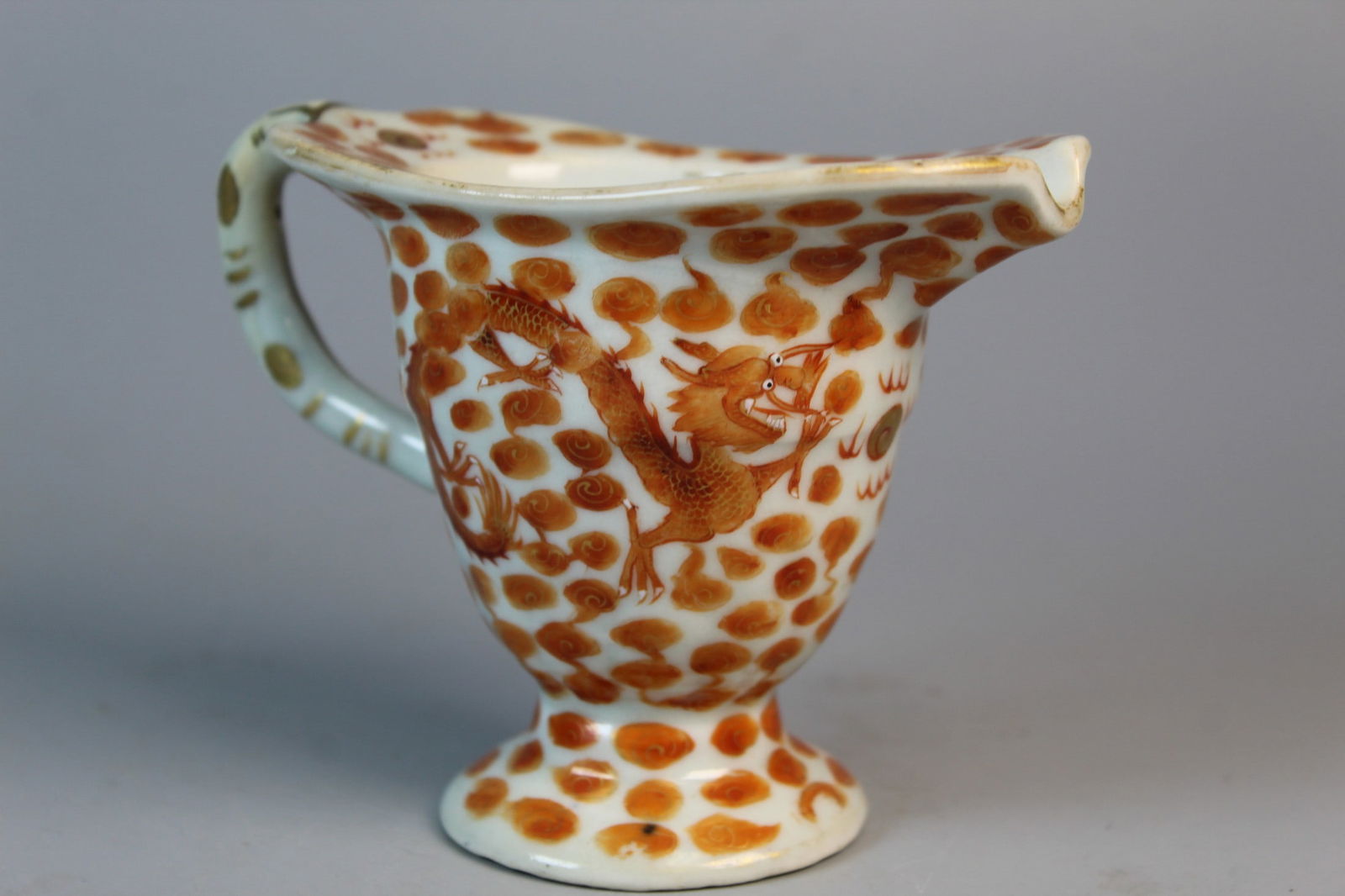 Chinese Iron Red Decorated Dragon Creamer: Chinese Iron Red Decorated Dragon Creamer. L 4.5". H 3.25".
