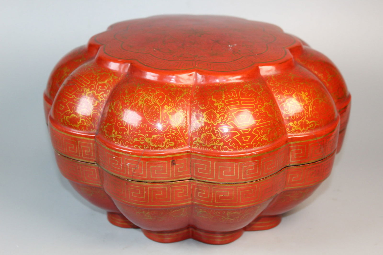 Chinese Gilt Decorated Red Lacquer Box (1 of 9)