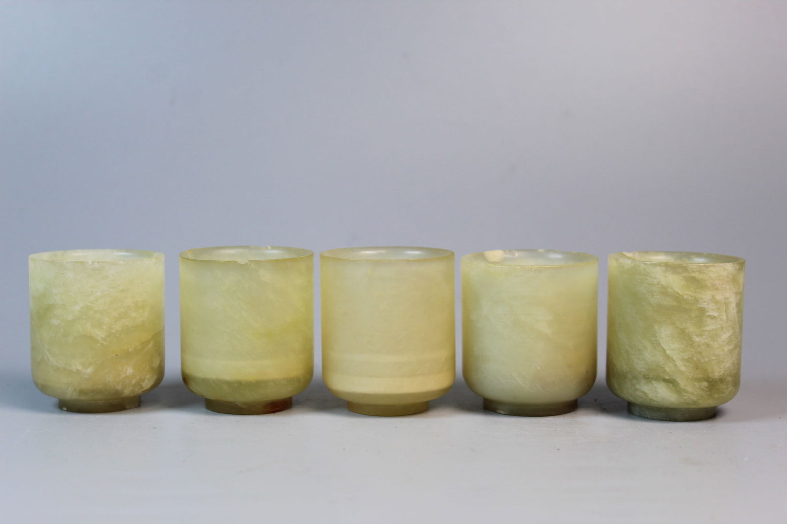 Five Chinese Jade Cups.: Five Chinese Jade Cups.. H 2.25".
