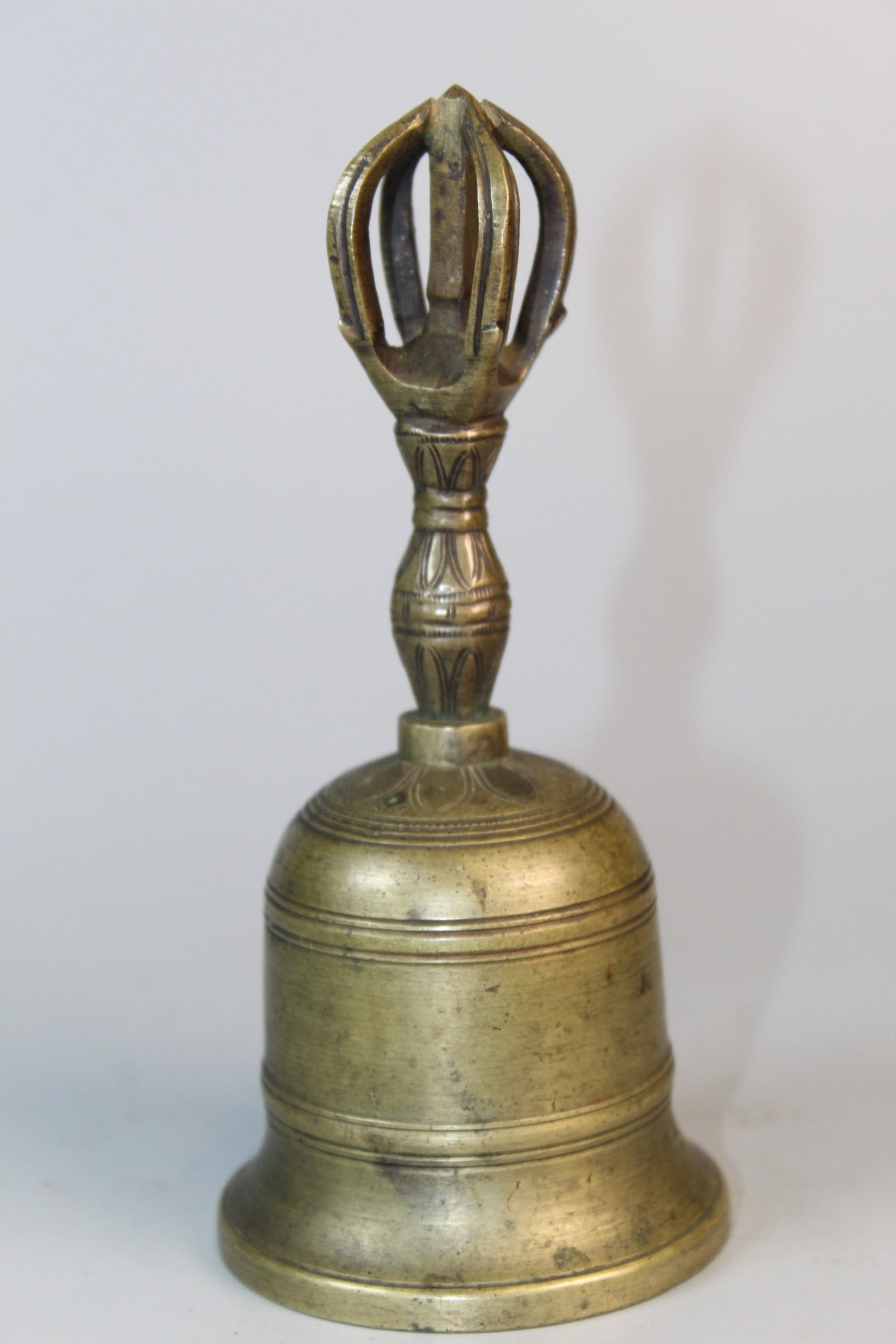 Tibetan Brass Bell: Tibetan Brass Bell. H 6".