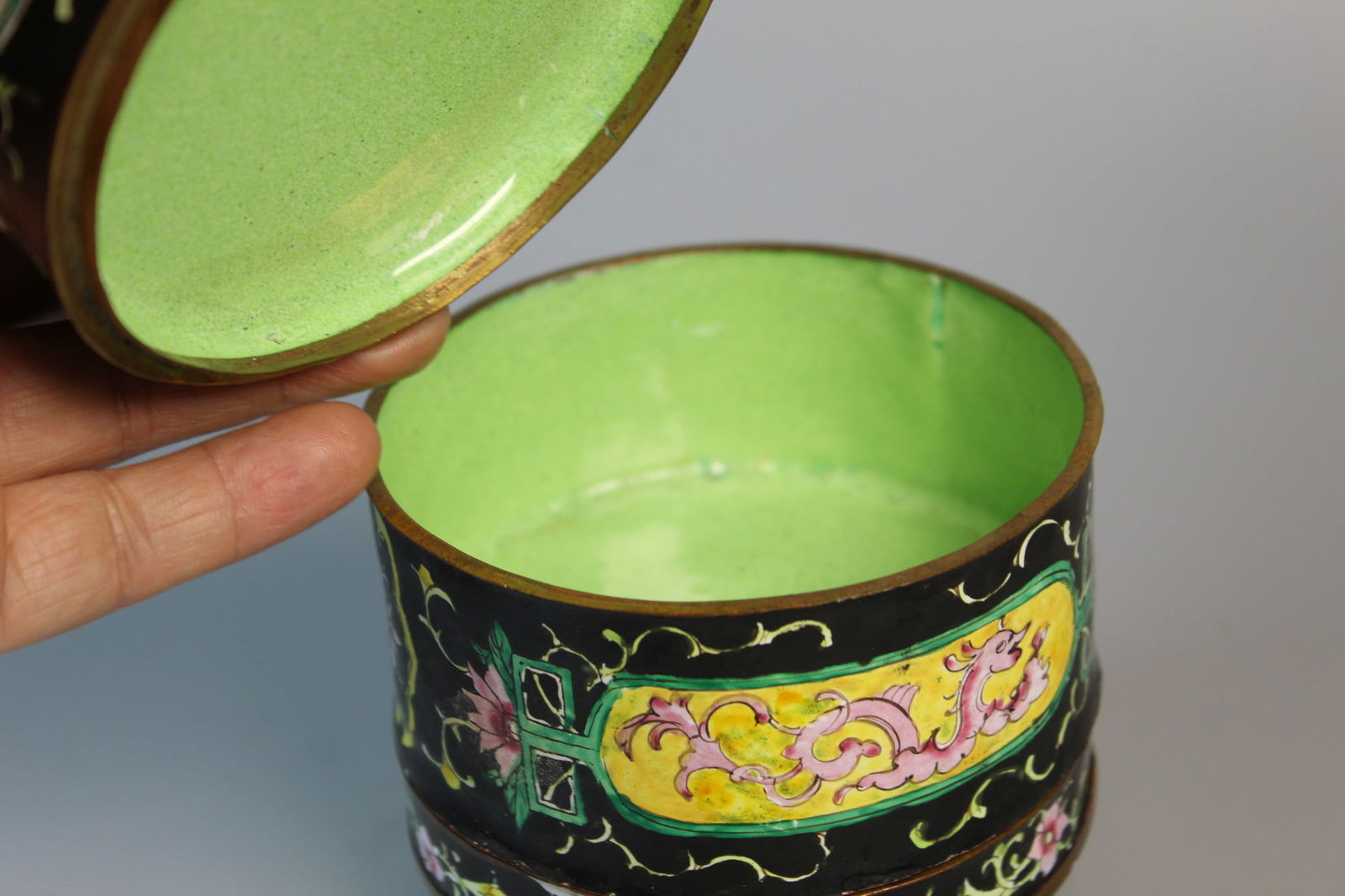 Chinese Enamel on Copper Stacking Box - 4