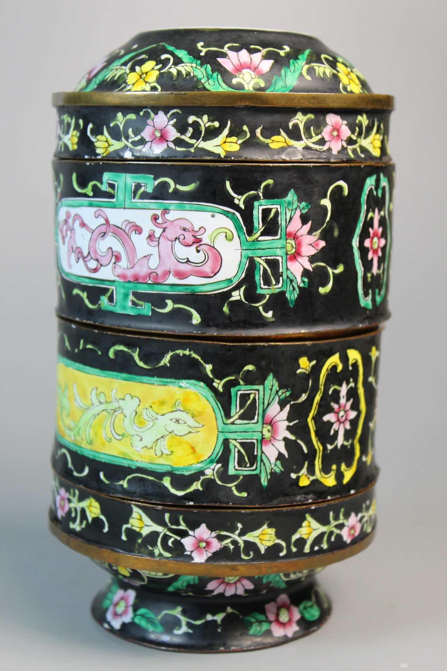 Chinese Enamel on Copper Stacking Box - 5