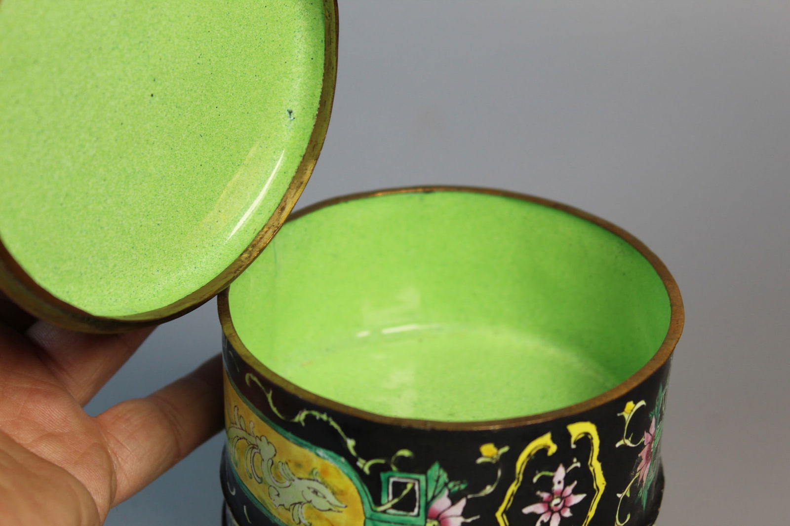 Chinese Enamel on Copper Stacking Box - 6