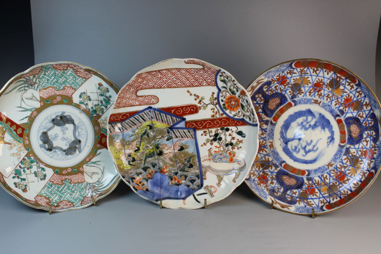 Three Japanese Porcelain Plates (1 of 9)