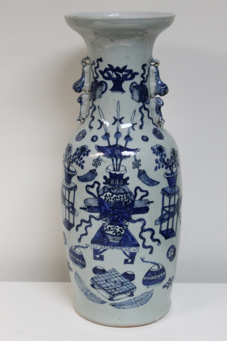 Chinese Blue and White Porcelain Tall Vase (1 of 6)