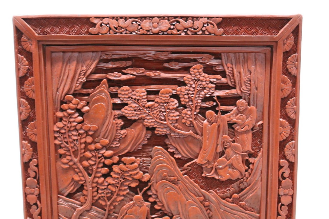 Chinese Cinnabar Table Screen - 2
