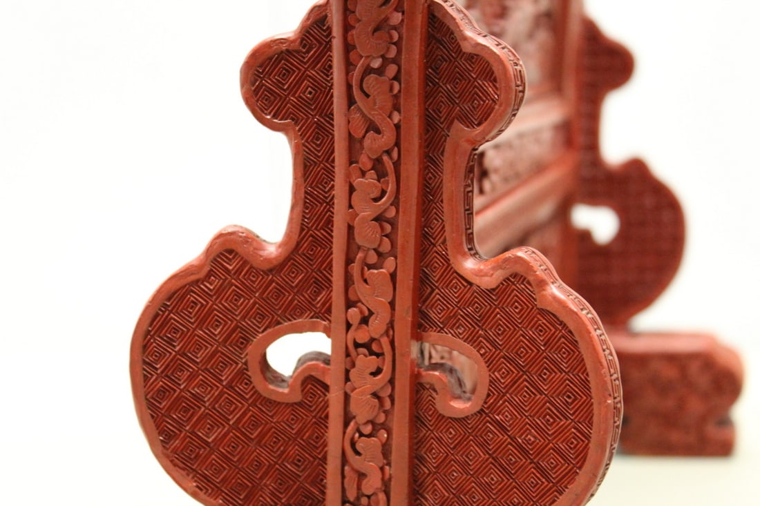 Chinese Cinnabar Table Screen - 5