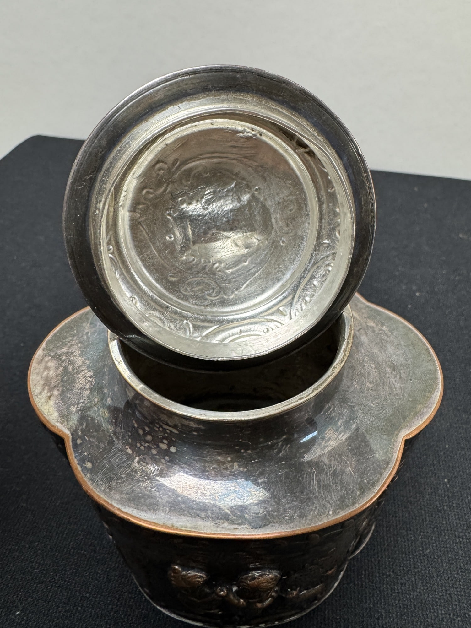 Silver Plate and Copper Tea Caddy - 6