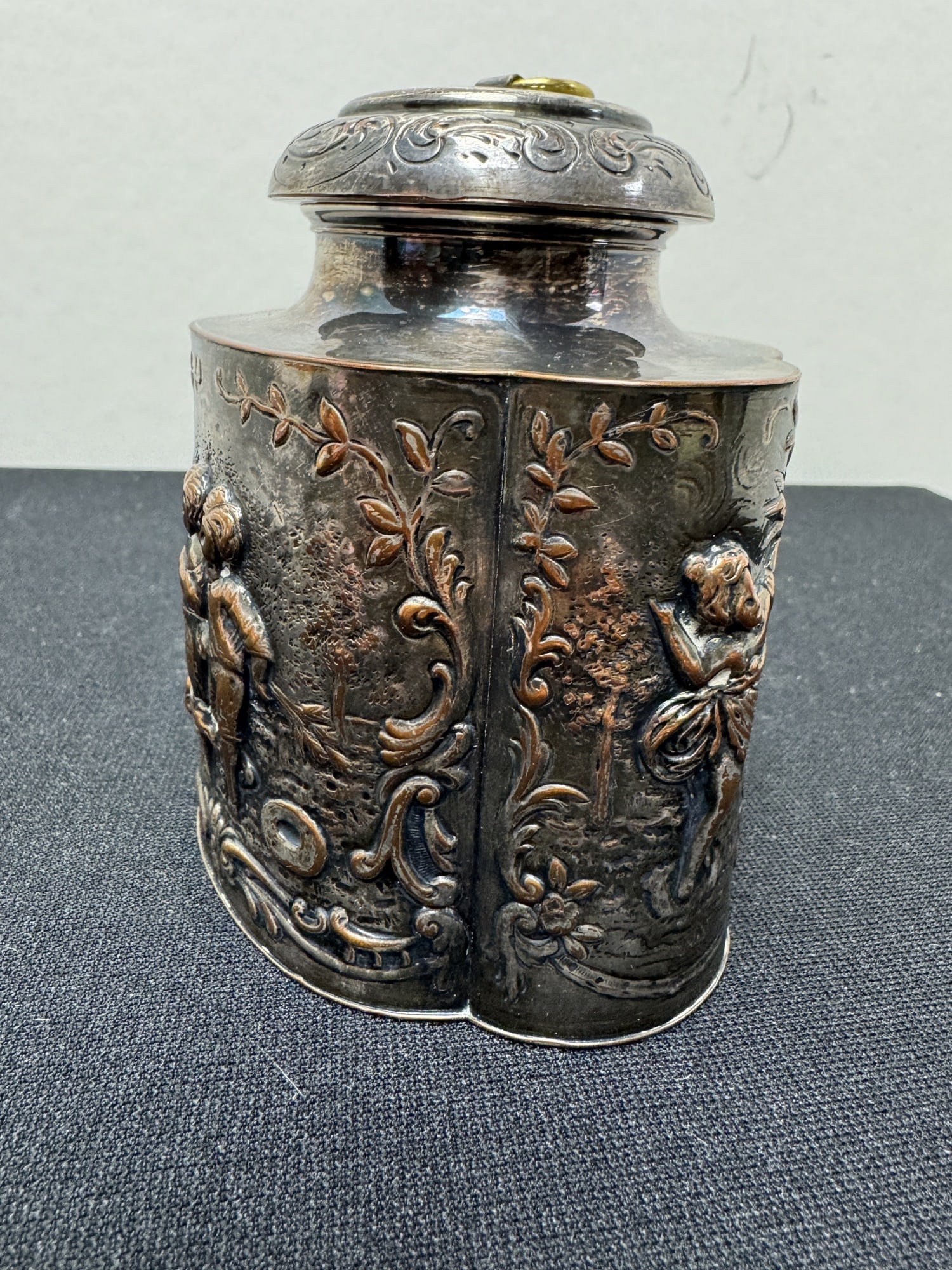 Silver Plate and Copper Tea Caddy - 7