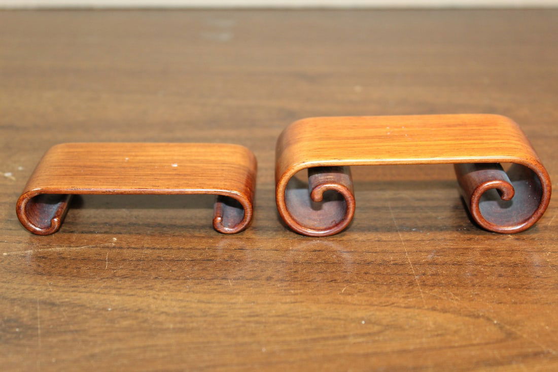 Two Wood Stands: Two Wood Stands. Large stand length 4".