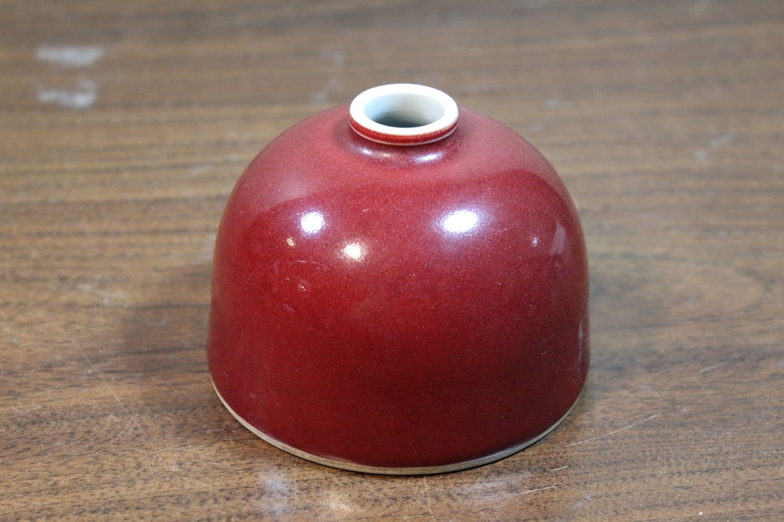 Chinese Ox-blood Glaze Porcelain Water Coupe: Chinese Ox-blood Glaze Porcelain Water Coupe. Diam 3.5", H 2.5".