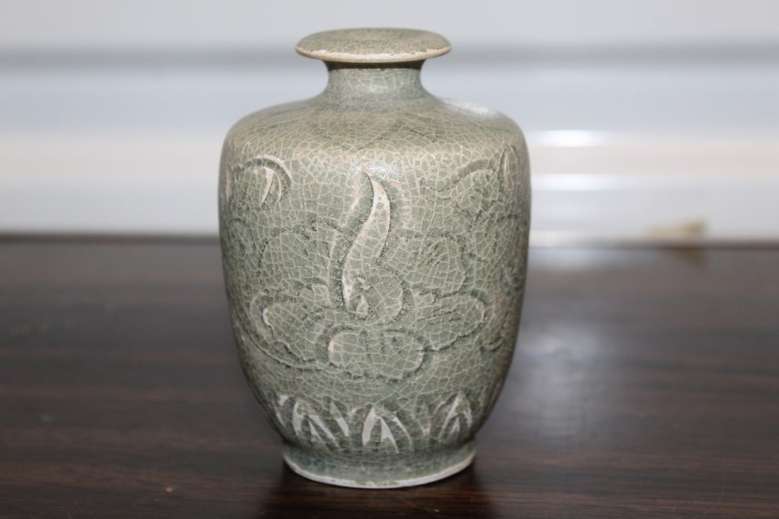 Chinese Carved Celadon Vase (1 of 7)