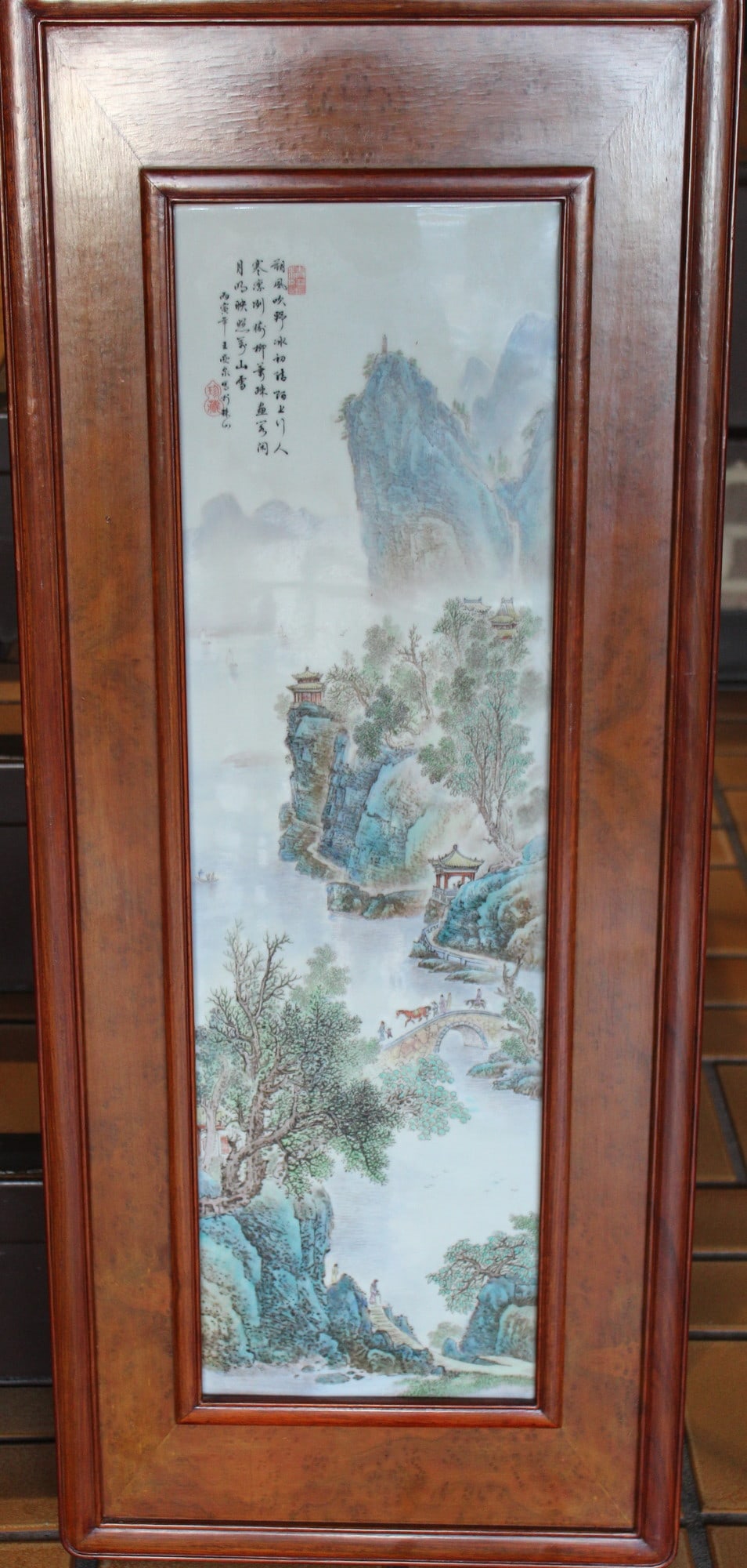 Chinese Famille Rose Porcelain Panel in Wood Frame (1 of 9)