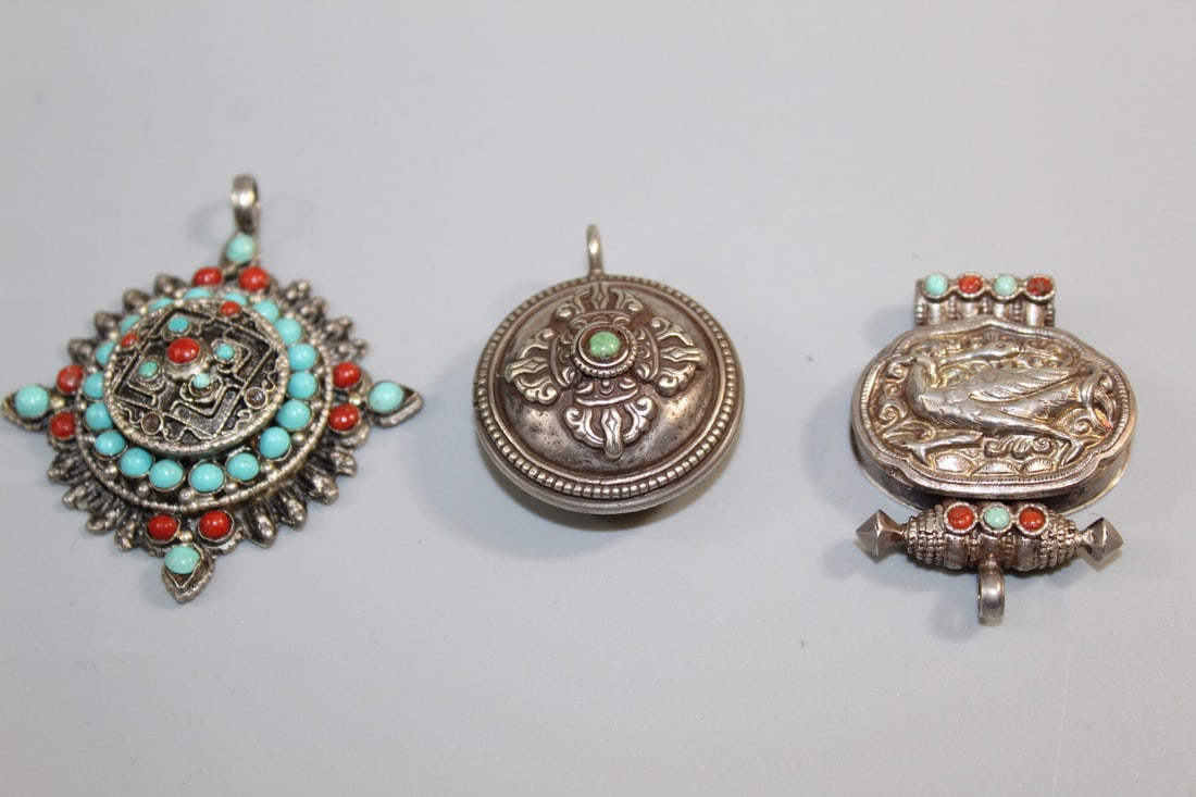 Three Tibetan Silver Pendants (1 of 6)