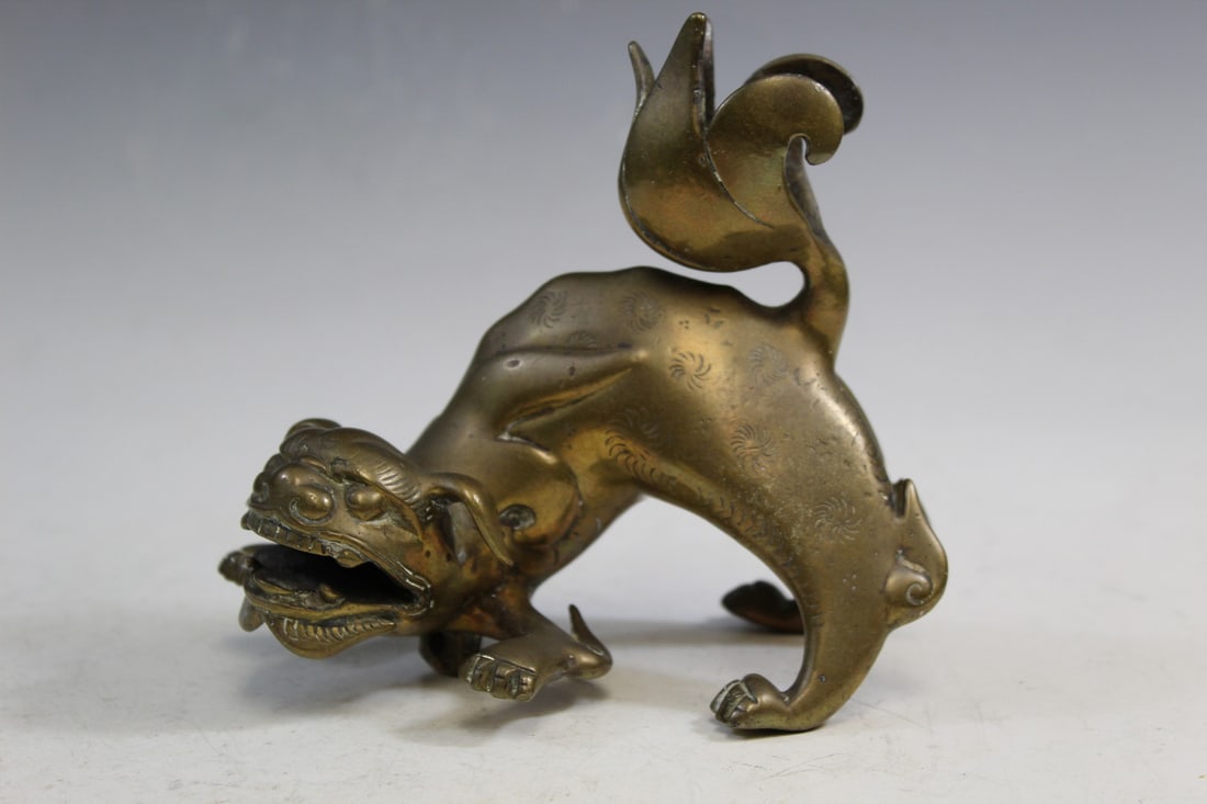 Chinese Brass Foo Dog Statue (1 of 6)