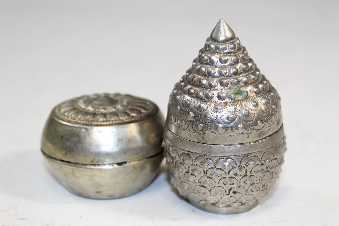Two Asian Silver Tone Boxes. - 3