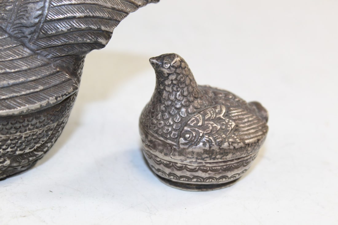 Two Asian Silver Chicken Boxes - 3