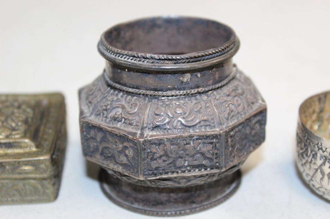 Three Asian Silver Tone Items - 2