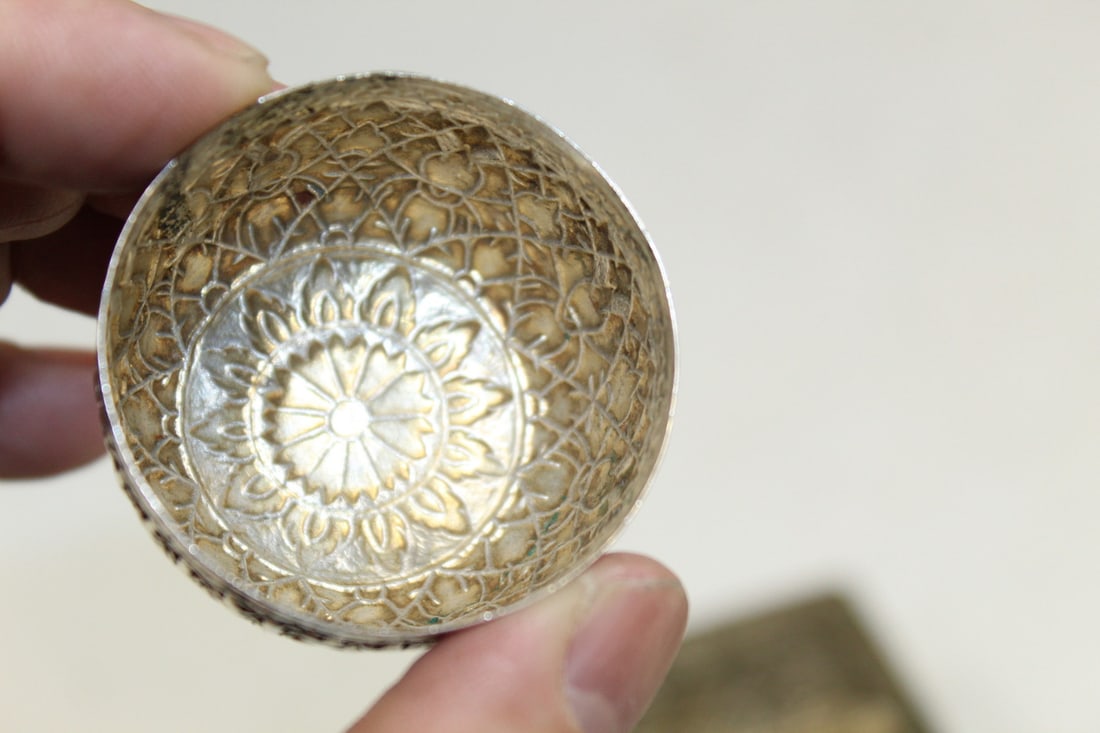 Three Asian Silver Tone Items - 9