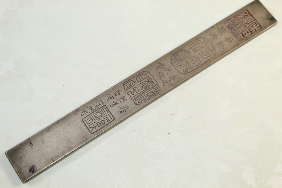 Chinese Baitong Paperweight Stick: Chinese Baitong Paperweight Stick. L 9".