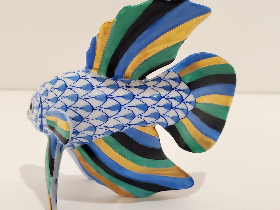 Herend Porcelain Figurine of Blue Fish - 2