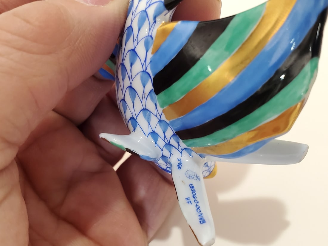 Herend Porcelain Figurine of Blue Fish - 5