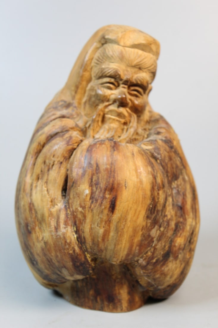 Chinese Carved Wood Figure: Chinese Carved Wood Figure. H 7".