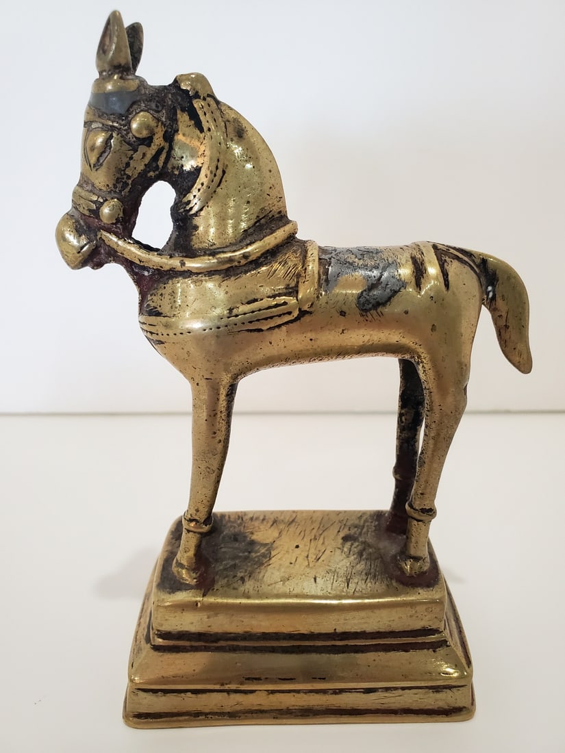 Indian Brass Horse Statue: Indian Brass Horse Statue. H 5.75". L 4".