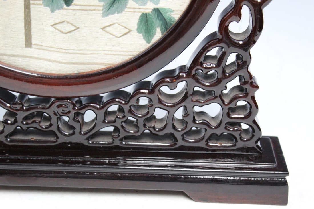 Chinese Double-side Needle Work Table Screen - 6