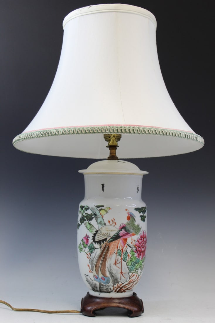 Chinese Famille Rose Porcelain Jar Lamp (1 of 7)