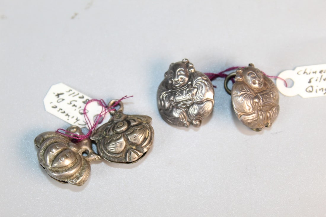Antique Chinese Silver Buttons: Antique Chinese Silver Buttons. Diam 0.75".