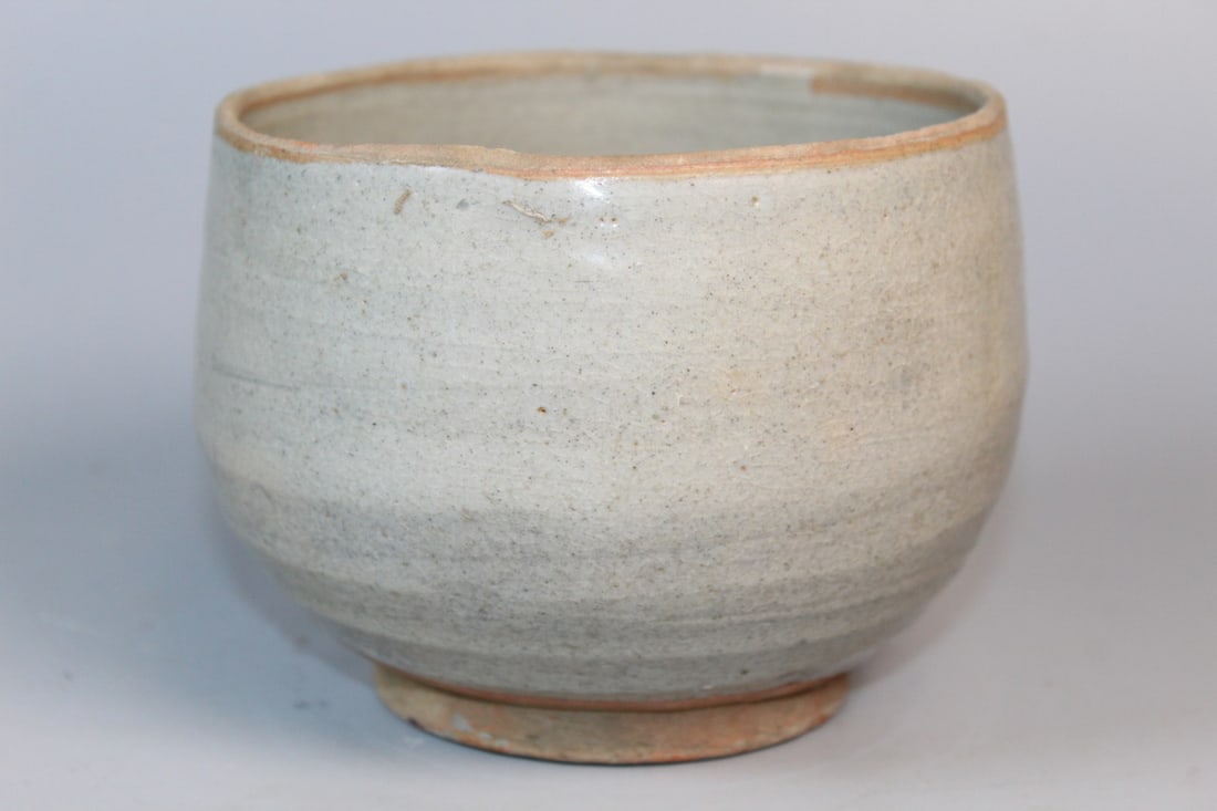 Antique Asian Celadon Glaze Bowl: Antique Asian Celadon Glaze Bowl. H 4.25". Diam 5.25".