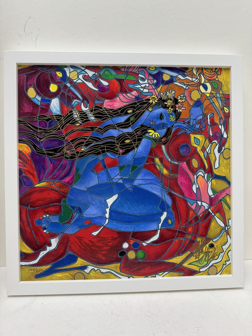 Jiang Tiefeng "Blue Lady" signed limited edition serigraph on canvas (1 of 3)