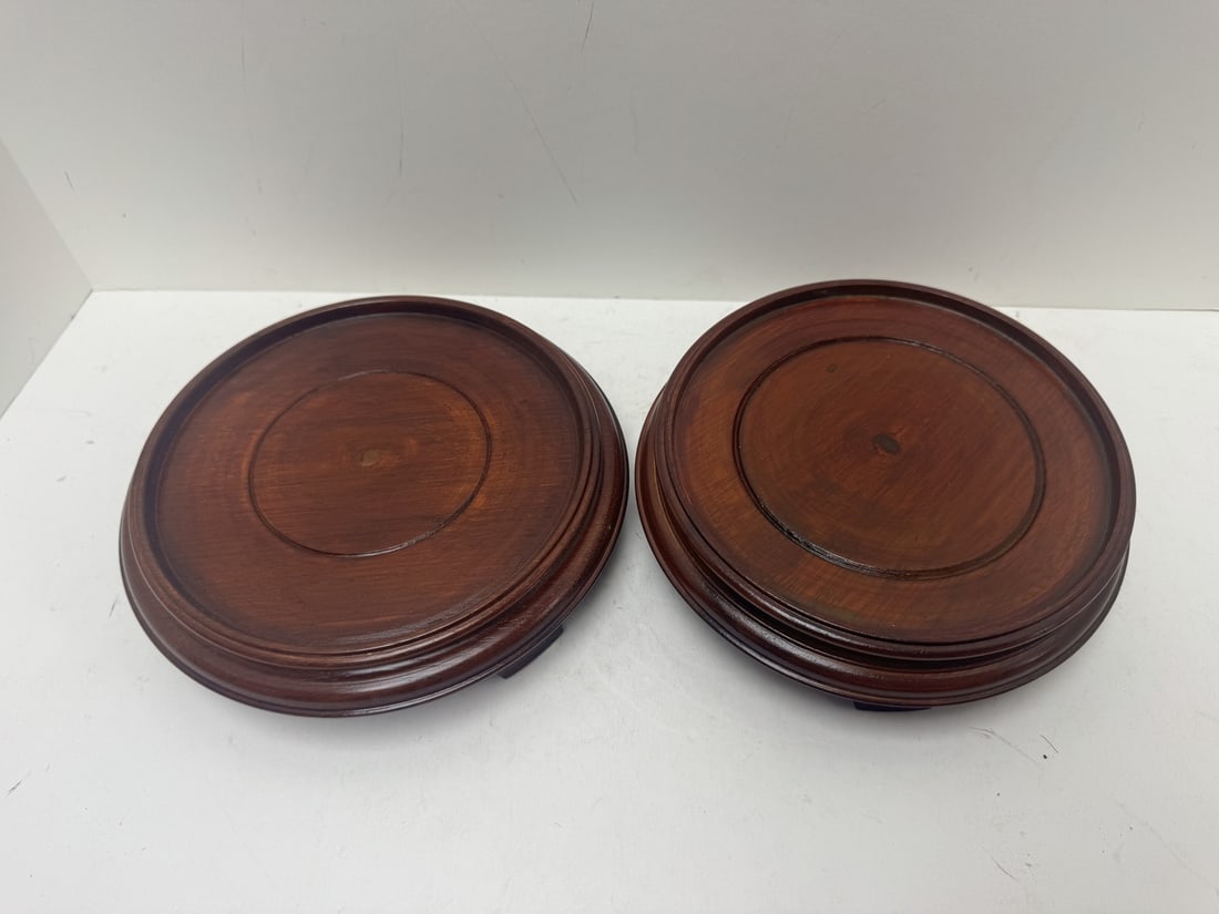 Lot of Two Rosewood Stands: Lot of Two Rosewood Stands . Inset Diam 6.5"