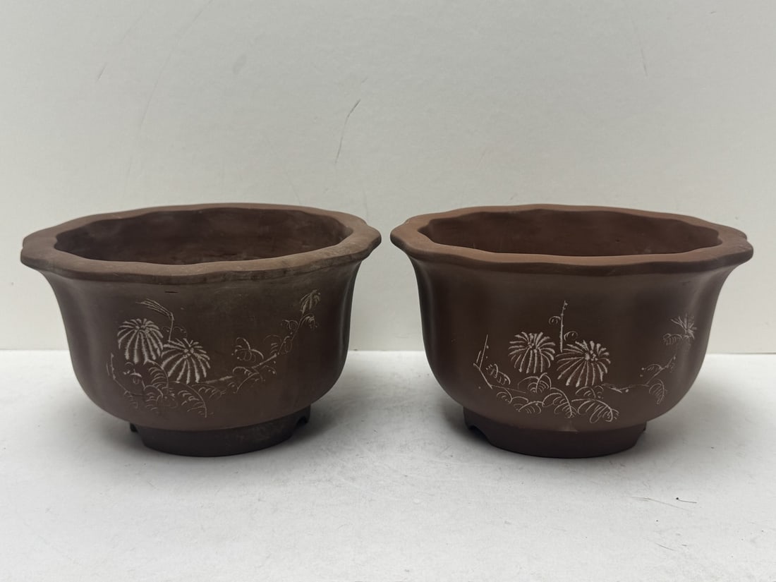 Lot of Two Chinese Yi Xing Planters (1 of 4)