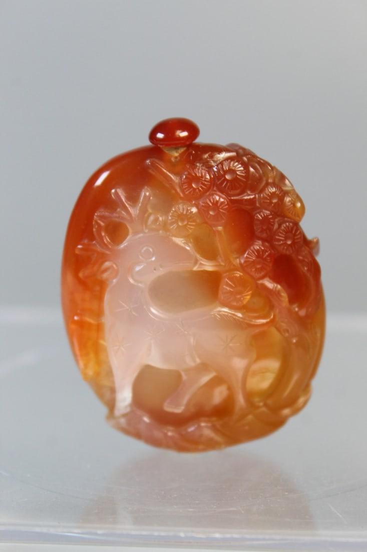 Chinese Carved Red Agate Snuff Bottle (1 of 7)