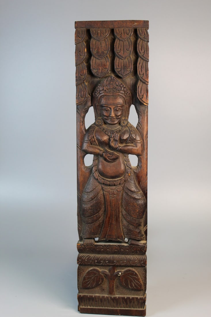 Indian Carved Wood Panel: Indian Carved Wood Panel. 20x5x0.8"