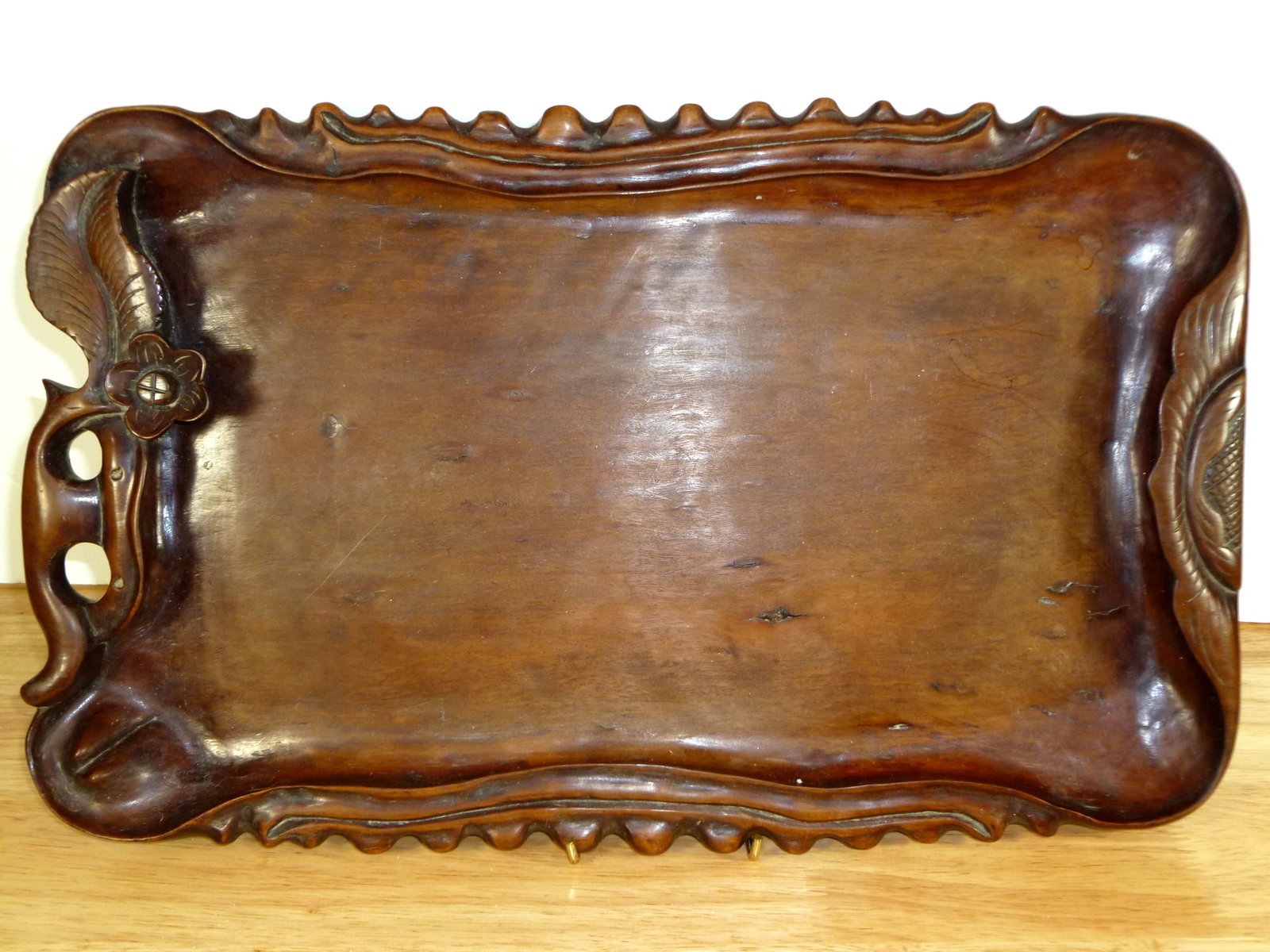 Chinese Carved Hardwood Tea Tray (1 of 8)