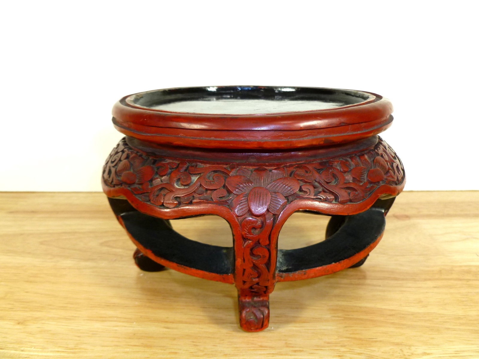 Chinese Carved Cinnabar Stand (1 of 7)