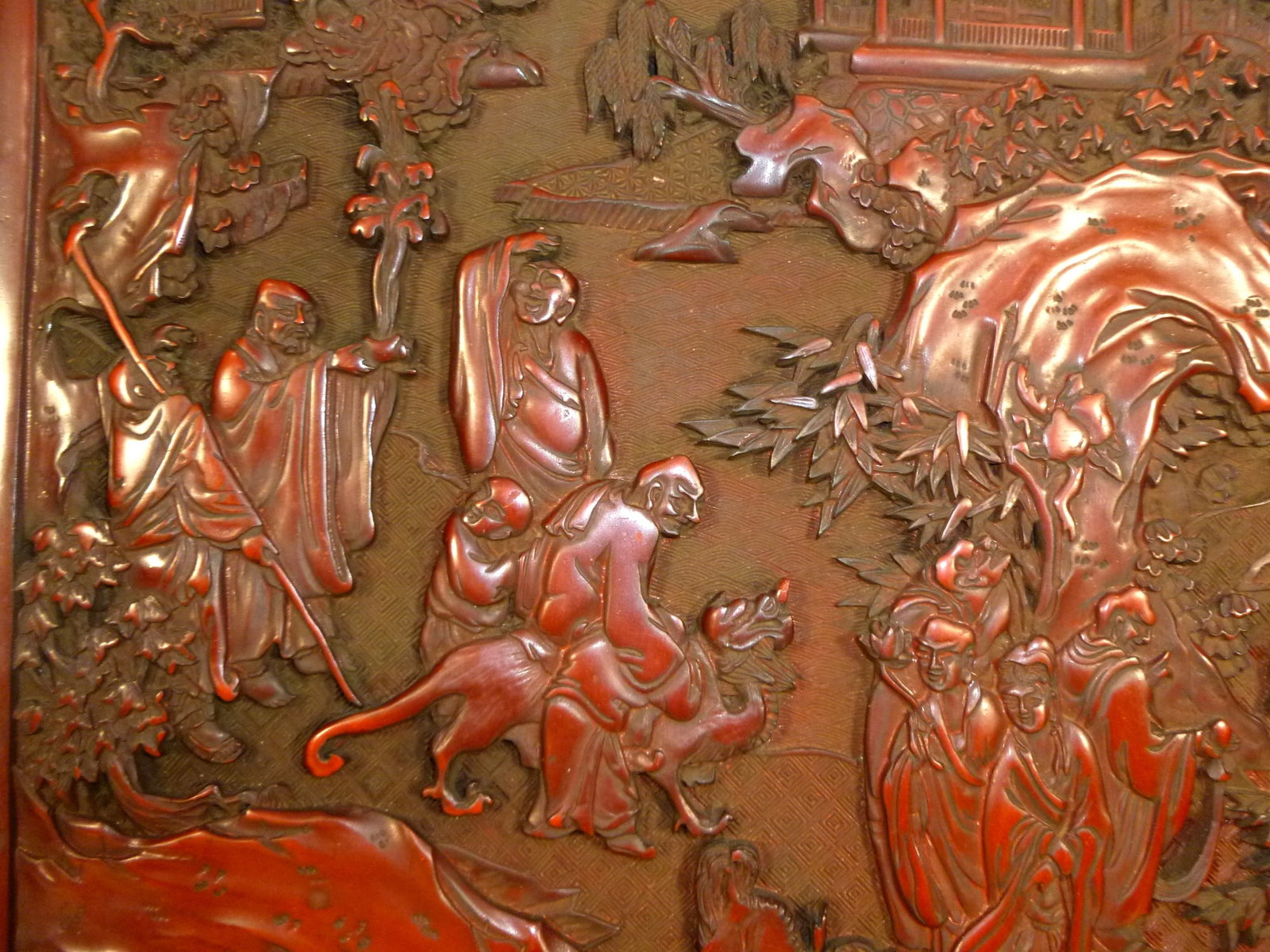 Chinese Red Lacquer Wall Panel - 4
