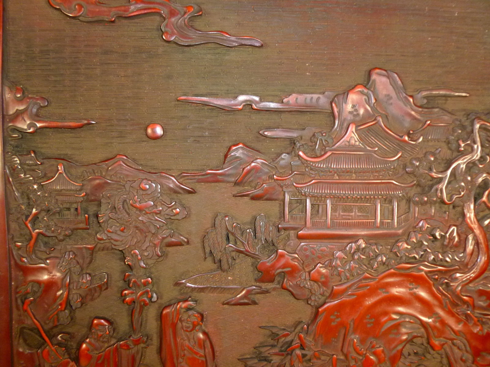 Chinese Red Lacquer Wall Panel - 5