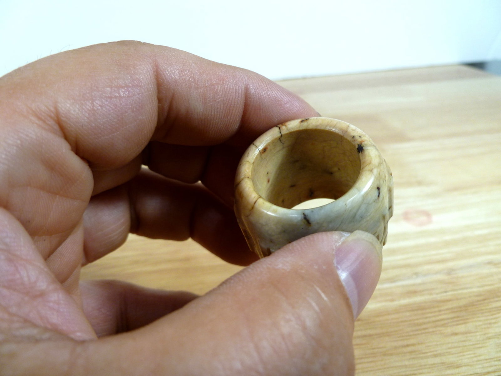 Chinese "Chicken-Bone" Jade Thumb Ring - 6