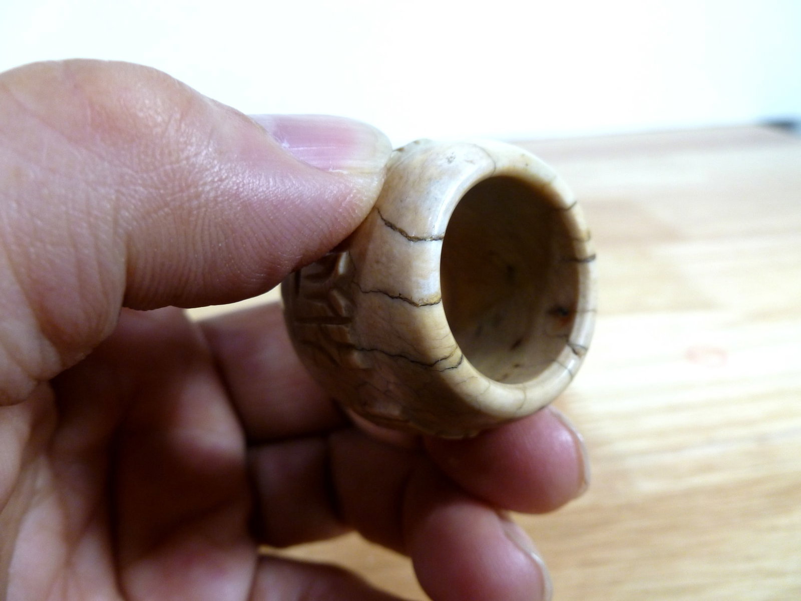 Chinese "Chicken-Bone" Jade Thumb Ring - 7