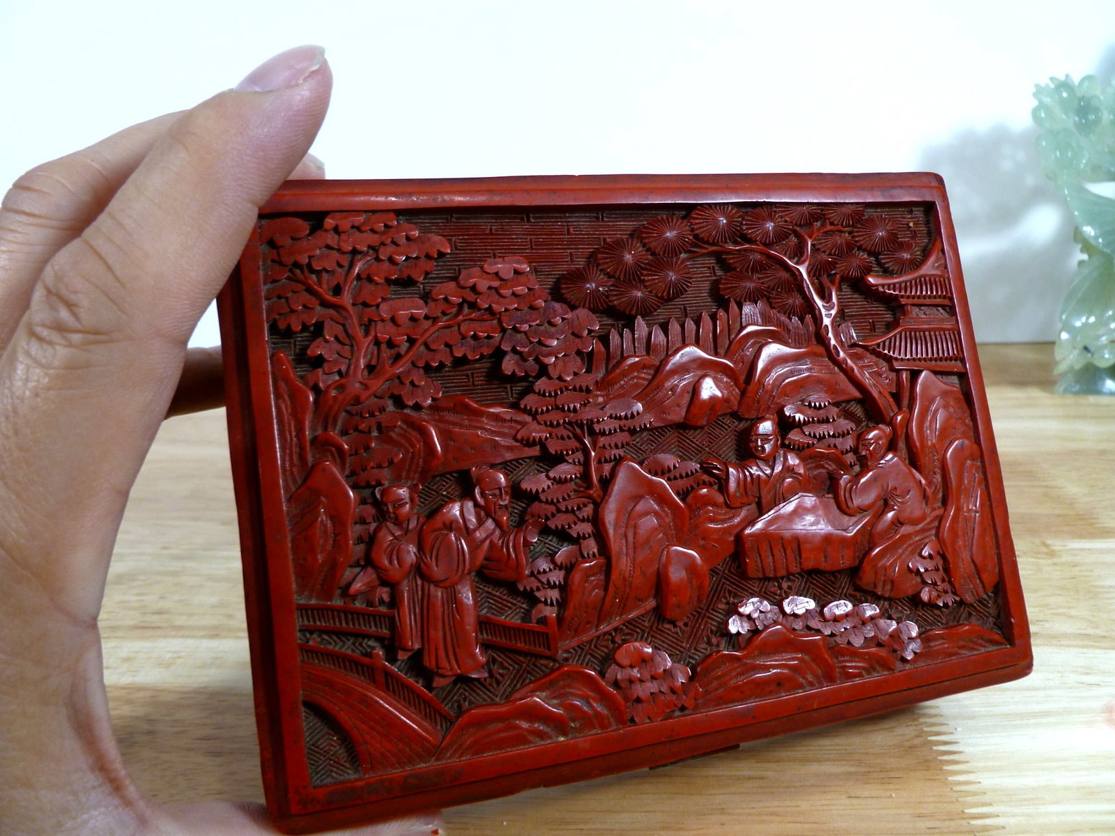 Chinese Cinnabar Rectangular Box - 7
