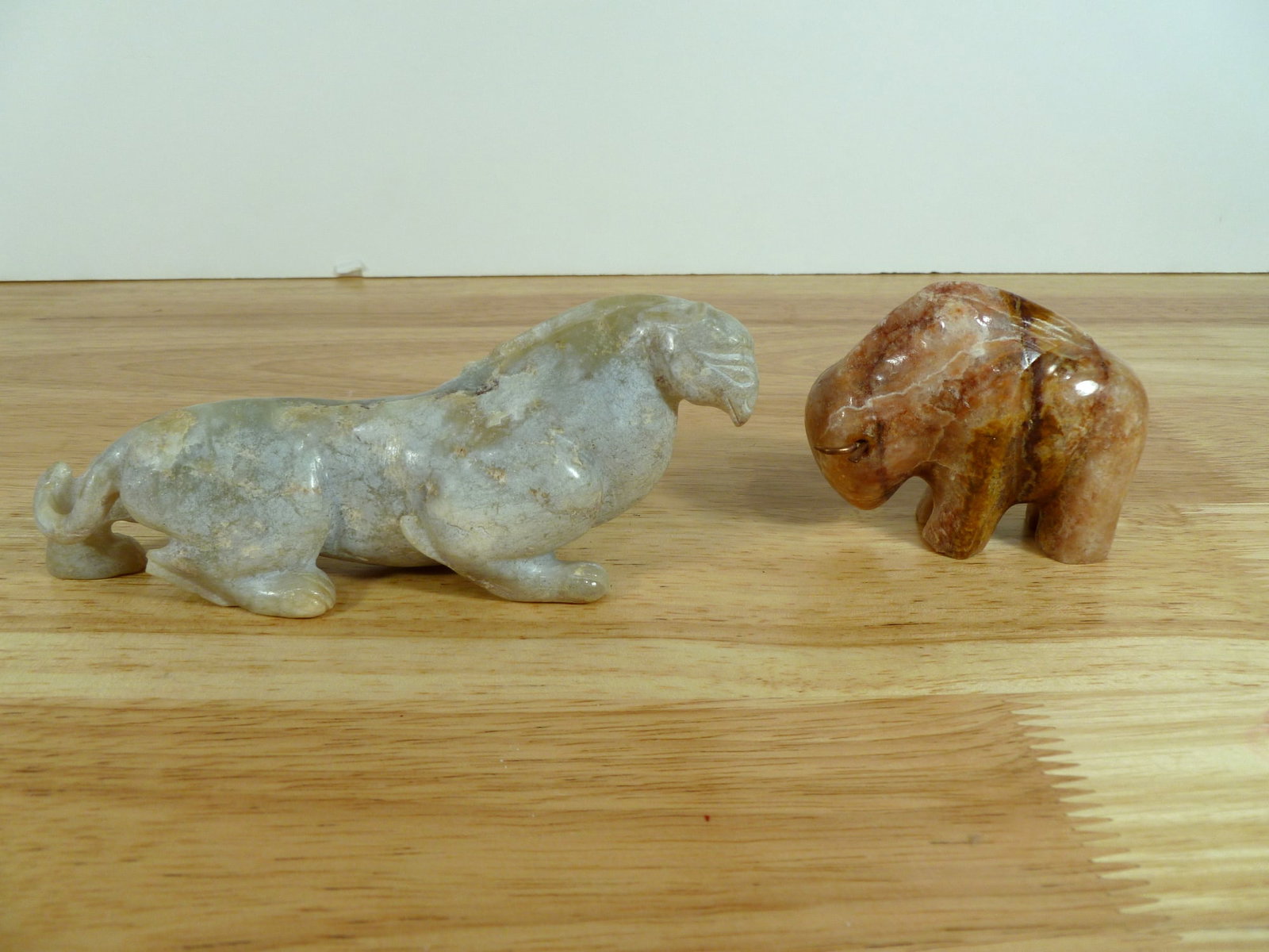 Two Chinese Stone Carvings: Two Chinese Stone Carvings. L 5.5". H 2.25"