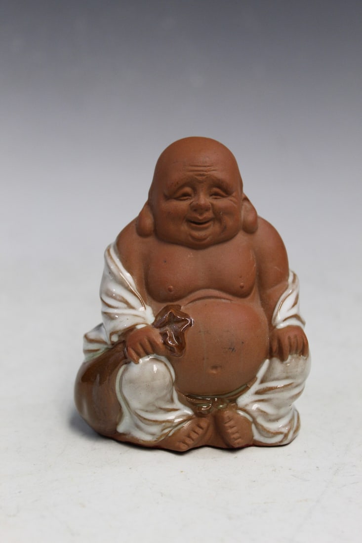 Pottery Laughing Buddha Statue (1 of 5)