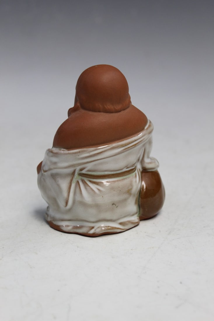 Pottery Laughing Buddha Statue - 2