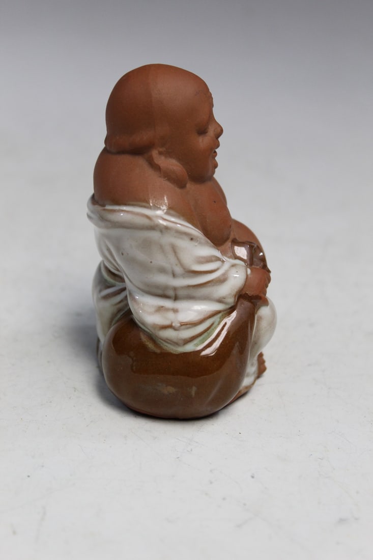 Pottery Laughing Buddha Statue - 3